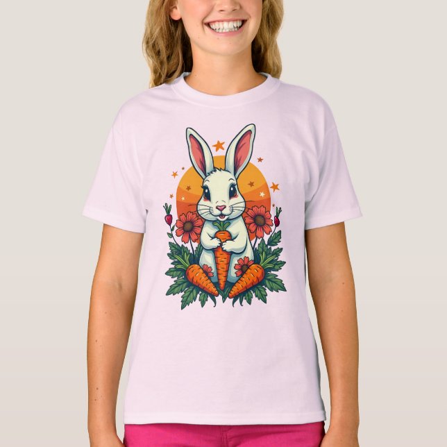 Funny Rabbit Älskare Vår Retro T Shirt (Framsida)