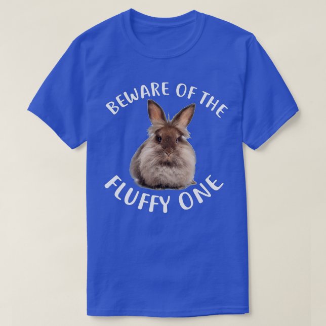 Funny Rabbit , Beware Of Fluffy Lionhead Bunny  T Shirt (Design framsida)