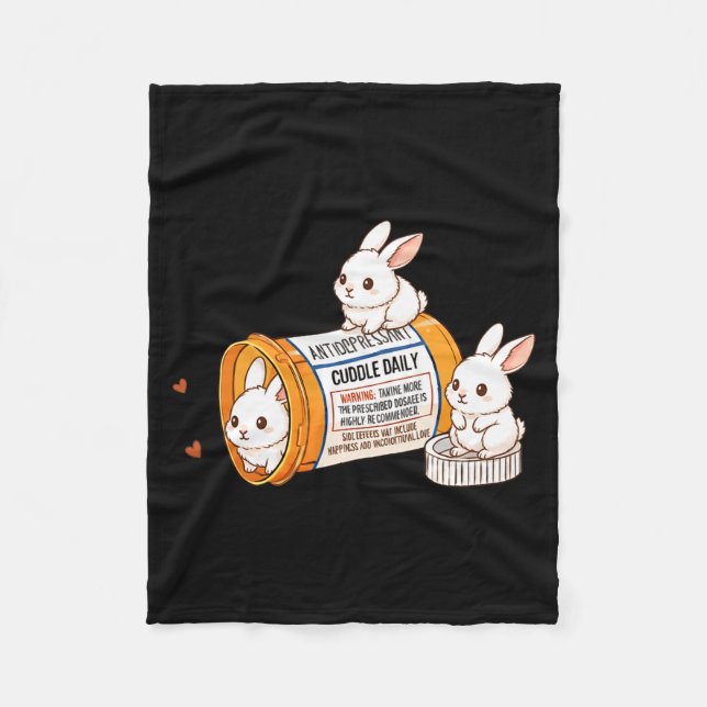 Funny Rabbit Bunny Anti Depressant Zoo Boys Girls  Fleecefilt (Framsidan)