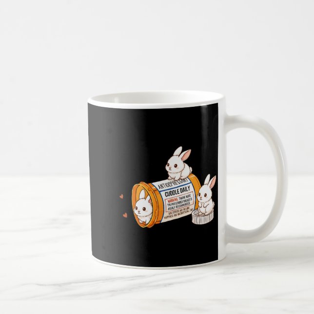 Funny Rabbit Bunny Anti Depressant Zoo Boys Girls  Kaffemugg (Höger)