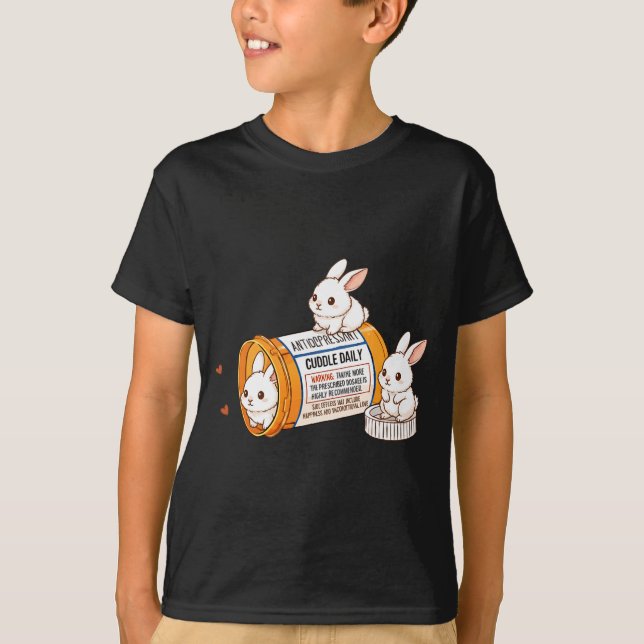 Funny Rabbit Bunny Anti Depressant Zoo Boys Girls  T Shirt (Framsida)