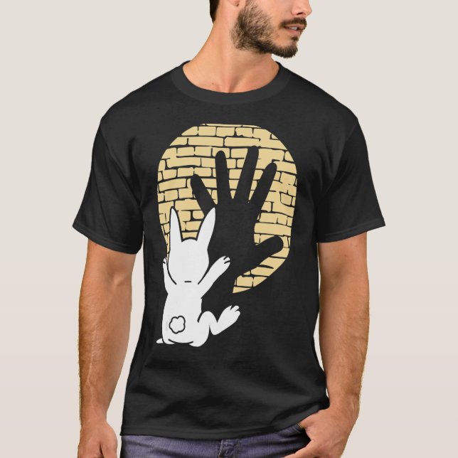 Funny Rabbit Bunny Hand Shadow T Shirt (Framsida)
