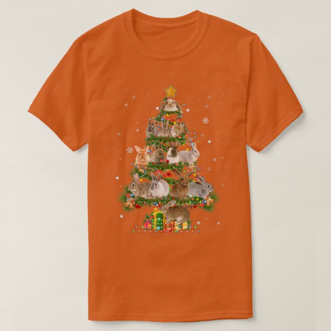 Funny Rabbit Christmas Tree Loves Bunny Rabbit Xma T Shirt (Design framsida)
