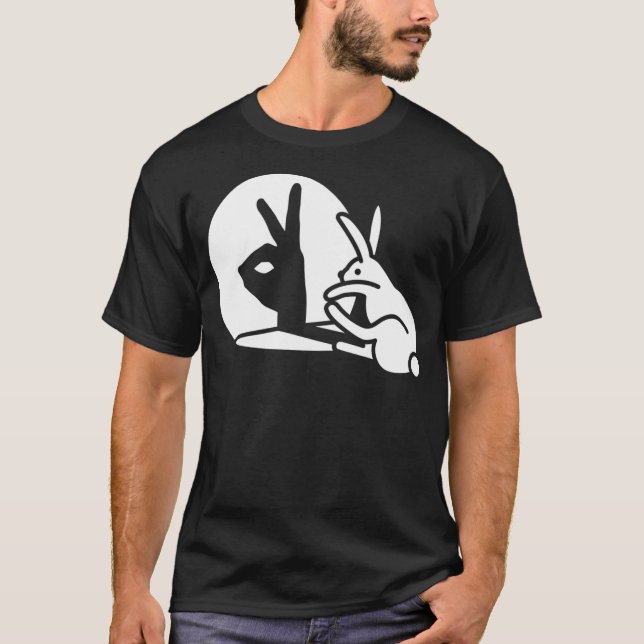 Funny Rabbit hand shadow projection bunny hare pop T Shirt (Framsida)