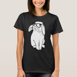 Funny Rabbit Hipster Bunny Geek Nerd Women Girls K T Shirt