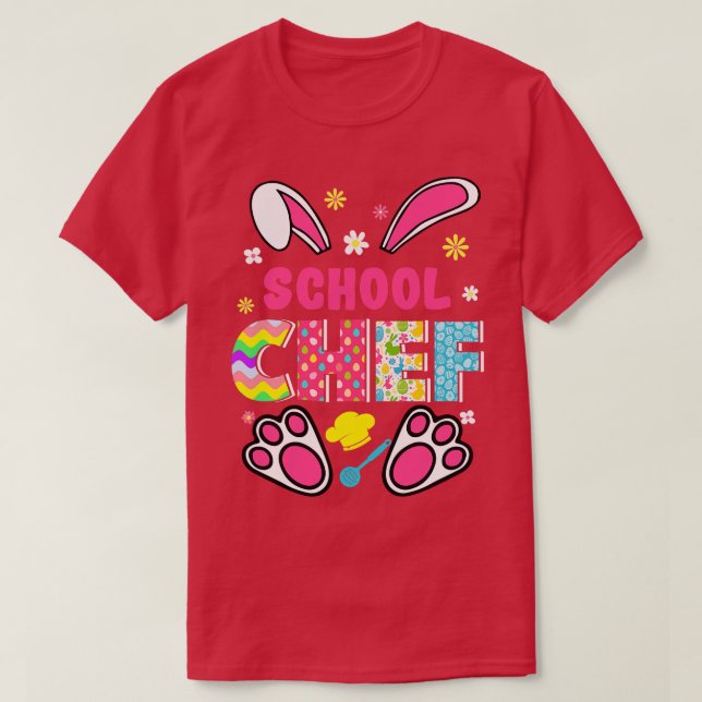Funny Rabbit School Chef Påsk Day Eggs Bunny T Shirt (Design framsida)