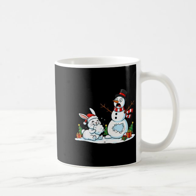 Funny Rabbit Snowman Christmas Bunny Womens Mens K Kaffemugg (Höger)