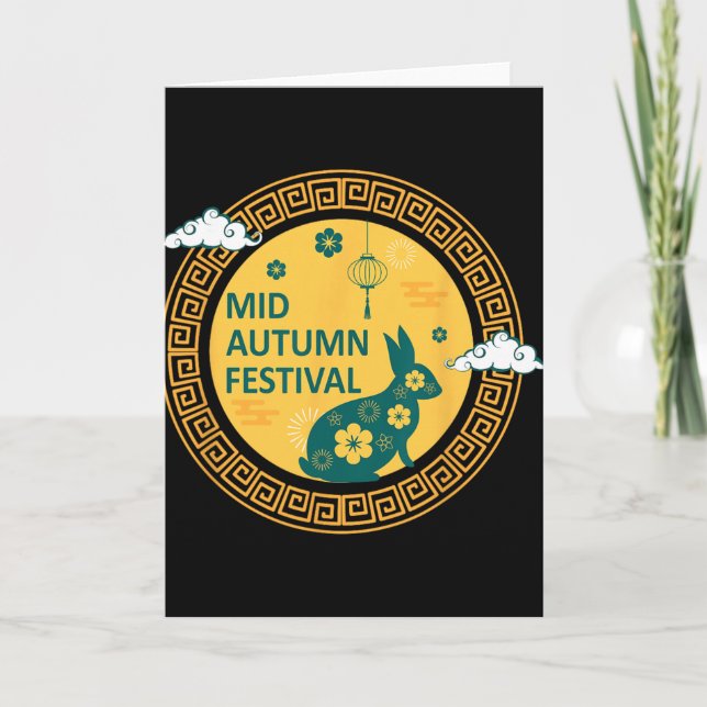 Funny Rabbits Mooncake Chinese New Year Mid Autumn Kort (Framsida)