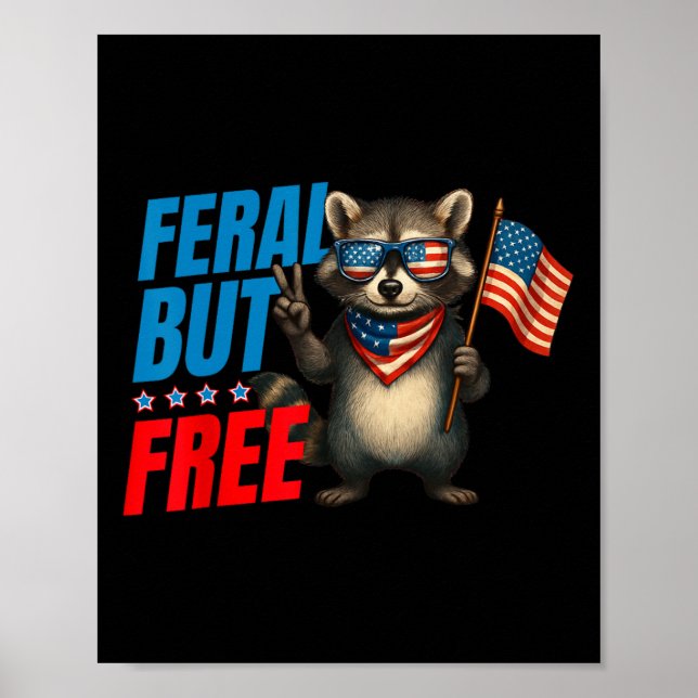 Funny Raccoon 1776 juli 4:e 2025 Independence day Poster (Framsidan)