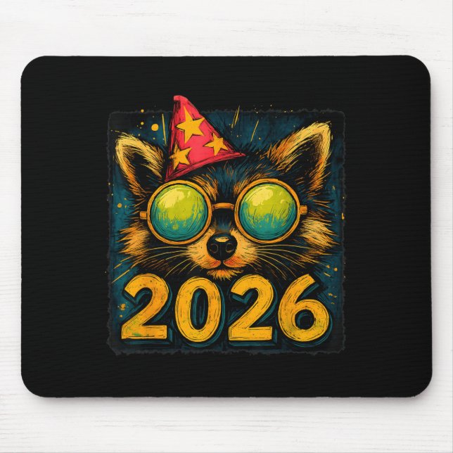 Funny Raccoon 2026 New Year Party Animal Celebrati Musmatta (Framsidan)