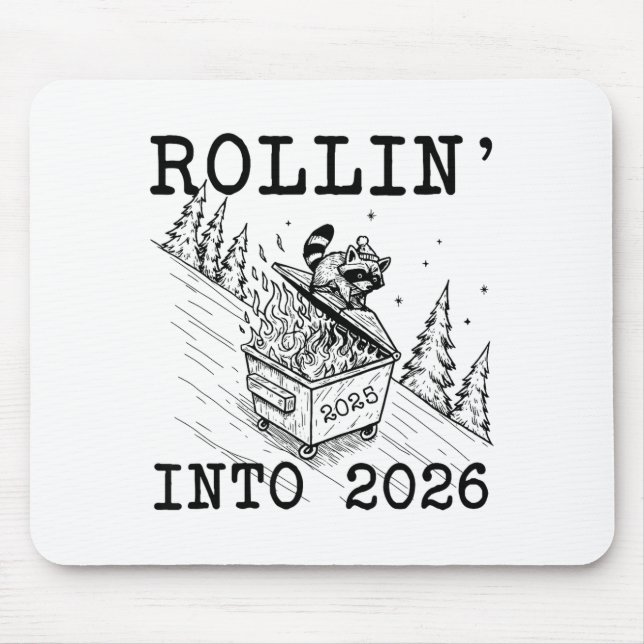 Funny Raccoon 2026 Snarky New Year, Rollin' 2025 I Musmatta (Framsidan)