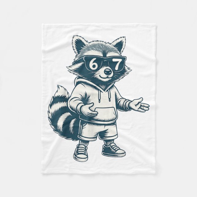 Funny Raccoon 67 Meme Six Seven  Fleecefilt (Framsidan)