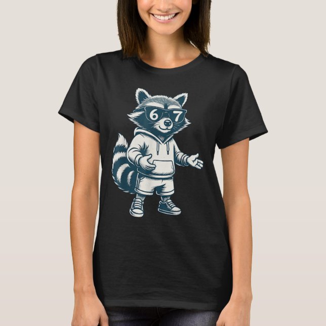 Funny Raccoon 67 Meme Six Seven  T Shirt (Framsida)