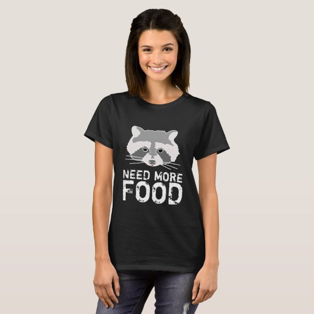 Funny Raccoon Black T-shirt (Hel framsida)
