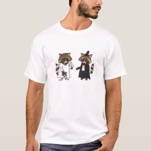 Funny Raccoon Bride and Groom Bröllop Art T-shirt