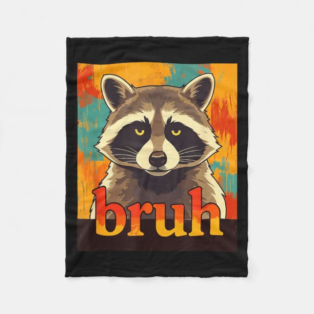 Funny Raccoon Bruh Meme Teens Boys Girls Men Graph Fleecefilt (Framsidan)