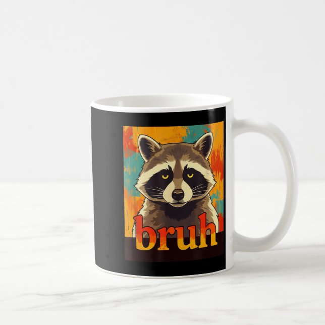 Funny Raccoon Bruh Meme Teens Boys Girls Men Graph Kaffemugg (Höger)