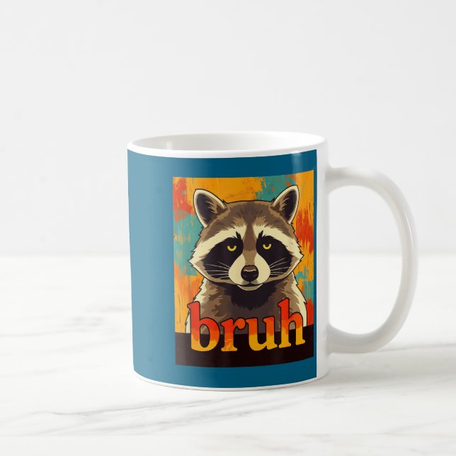 Funny Raccoon Bruh Meme Teens Boys Girls Men Graph Kaffemugg (Höger)