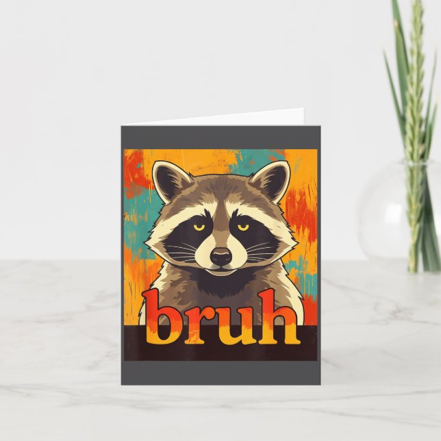 Funny Raccoon Bruh Meme Teens Boys Girls Men Graph Kort (Framsida)