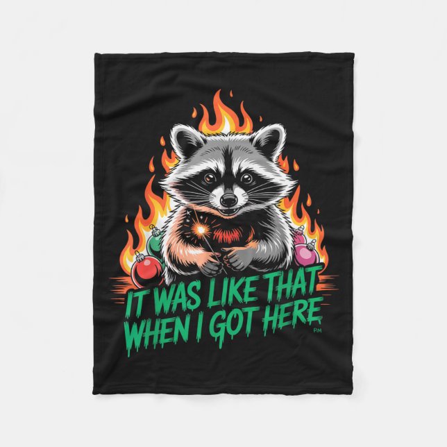 Funny Raccoon Christmas Trash Panda Xmas  Fleecefilt (Framsidan)