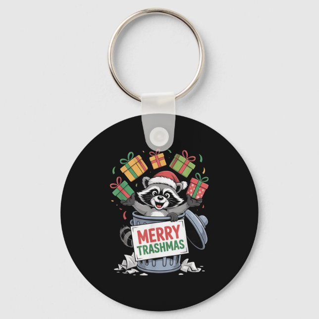 Funny Raccoon Christmas Trash Panda Xmas Merry Tra Nyckelring (Framsida)
