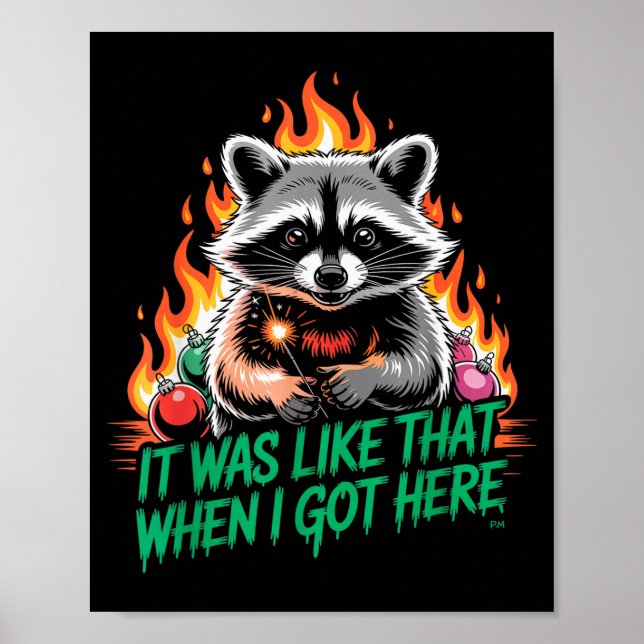 Funny Raccoon Christmas Trash Panda Xmas  Poster (Framsidan)