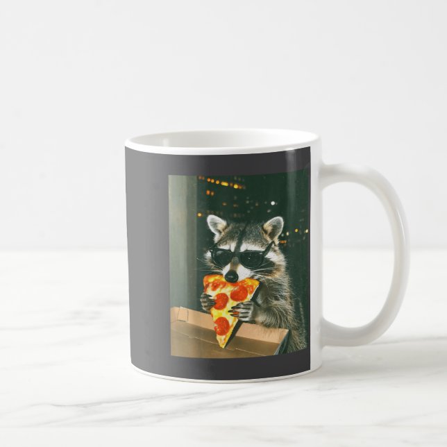 Funny Raccoon Eating Zza Animal Meme Men Women Kid Kaffemugg (Höger)