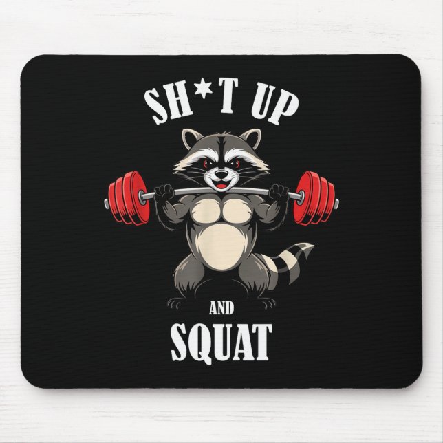 Funny Raccoon Fitness Squating Workout Weightlifti Musmatta (Framsidan)
