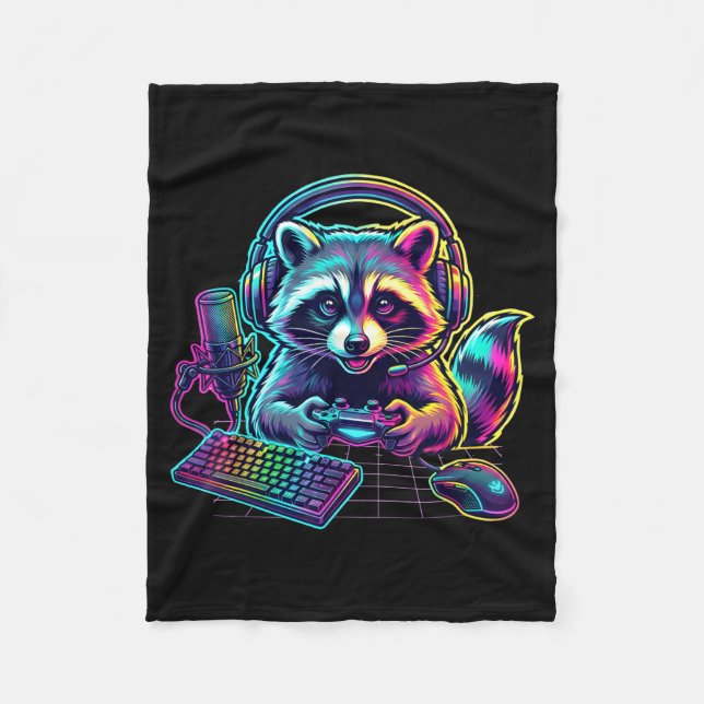 Funny Raccoon Gamer Video Game Gaming Lover  Fleecefilt (Framsidan)