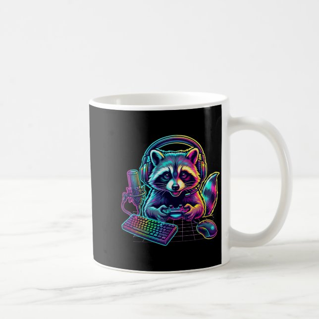 Funny Raccoon Gamer Video Game Gaming Lover  Kaffemugg (Höger)