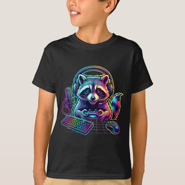 Funny Raccoon Gamer Video Game Gaming Lover  T Shirt (Framsida)