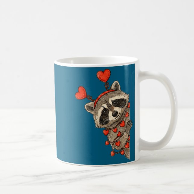 Funny Raccoon Heart Valentine Animal Raccoon Lover Kaffemugg (Höger)