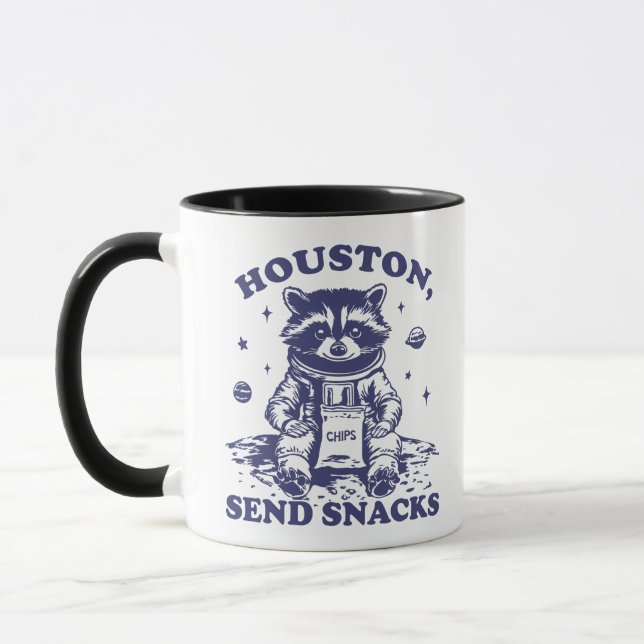Funny Raccoon Houston Skicka Snacks Humor Mugg (Vänster)