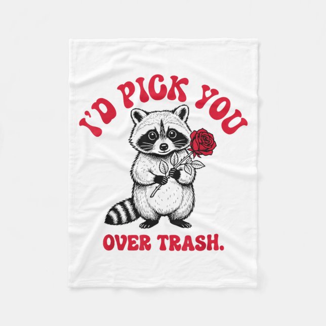 Funny Raccoon I’d Ck You Over Trash Valentines Day Fleecefilt (Framsidan)