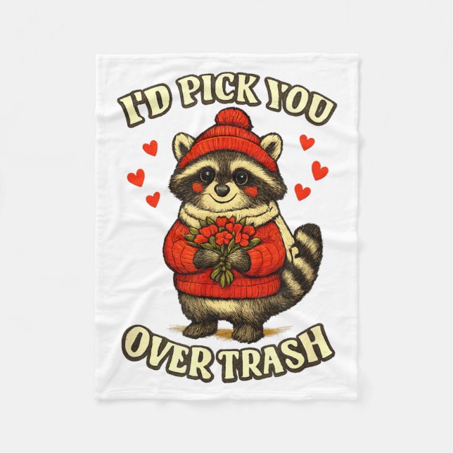 Funny Raccoon I’d Ck You Over Trash Valentines Day Fleecefilt (Framsidan)