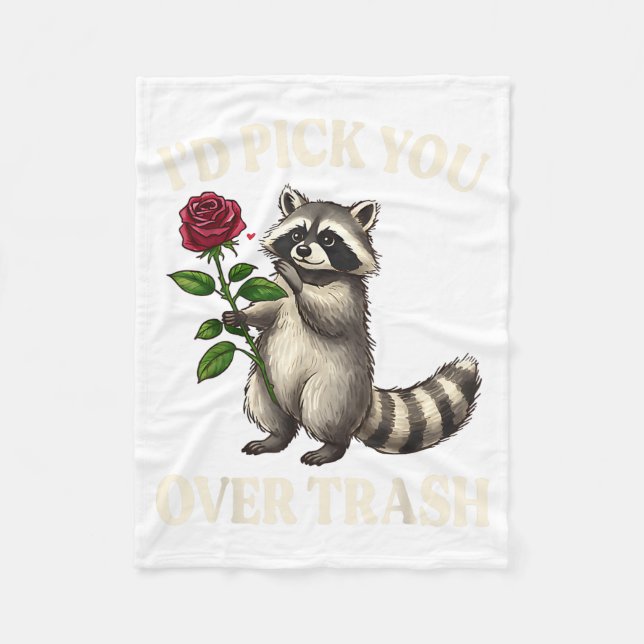 Funny Raccoon I’d Ck You Over Trash Valentines Day Fleecefilt (Framsidan)