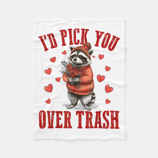 Funny Raccoon I’d Ck You Over Trash Valentines Day Fleecefilt (Framsidan)