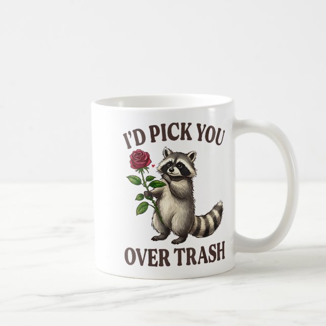 Funny Raccoon I’d Ck You Over Trash Valentines Day Kaffemugg (Höger)