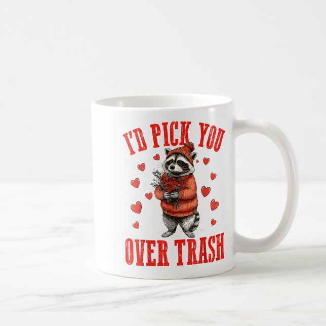 Funny Raccoon I’d Ck You Over Trash Valentines Day Kaffemugg (Höger)