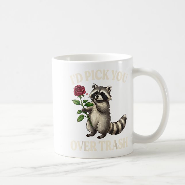 Funny Raccoon I’d Ck You Over Trash Valentines Day Kaffemugg (Höger)