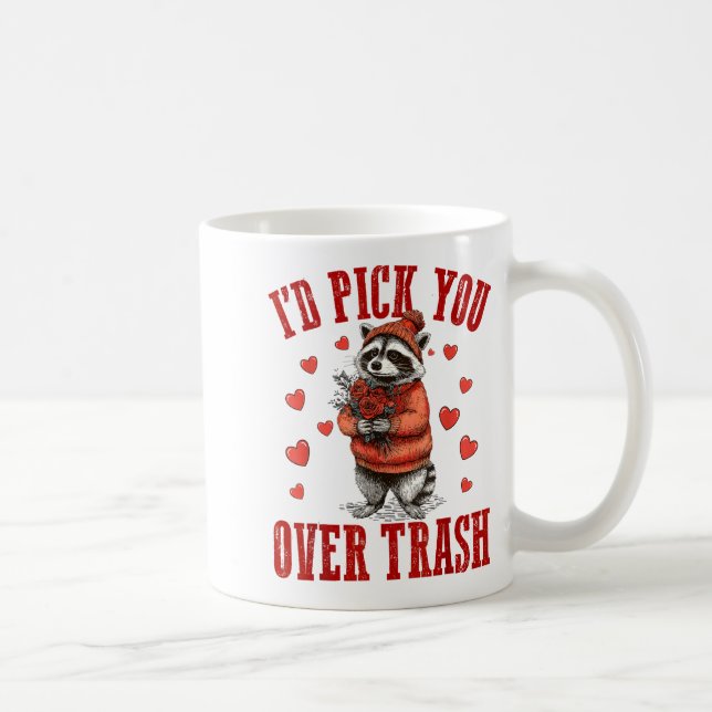Funny Raccoon I’d Ck You Over Trash Valentines Day Kaffemugg (Höger)