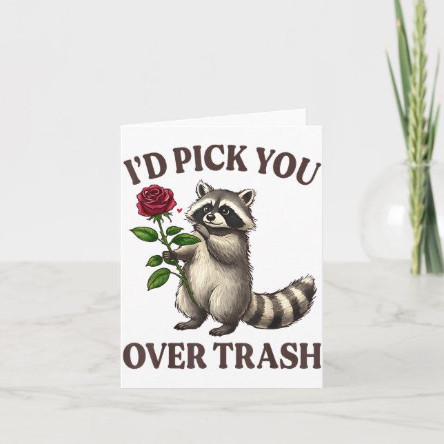 Funny Raccoon I’d Ck You Over Trash Valentines Day Kort (Framsida)
