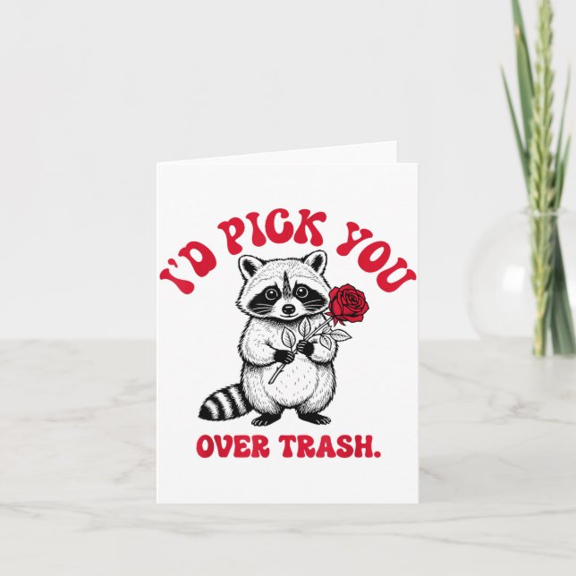 Funny Raccoon I’d Ck You Over Trash Valentines Day Kort (Framsida)