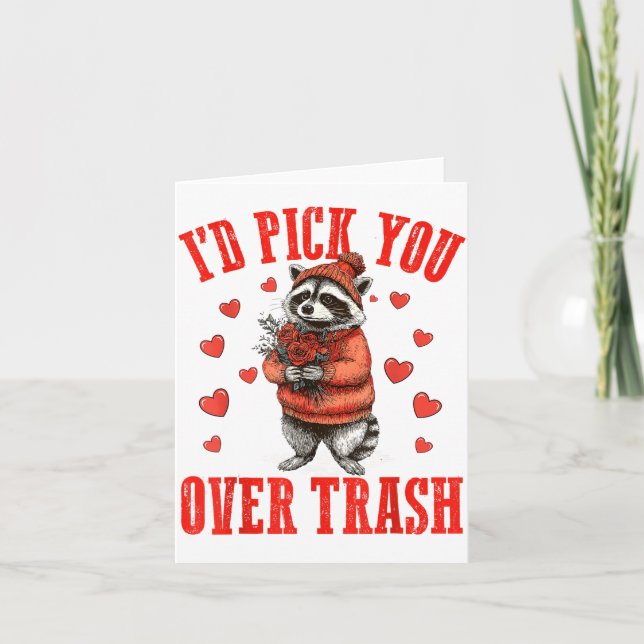 Funny Raccoon I’d Ck You Over Trash Valentines Day Kort (Framsida)