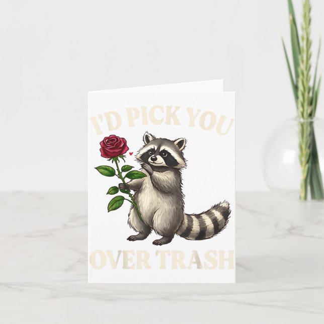 Funny Raccoon I’d Ck You Over Trash Valentines Day Kort (Framsida)