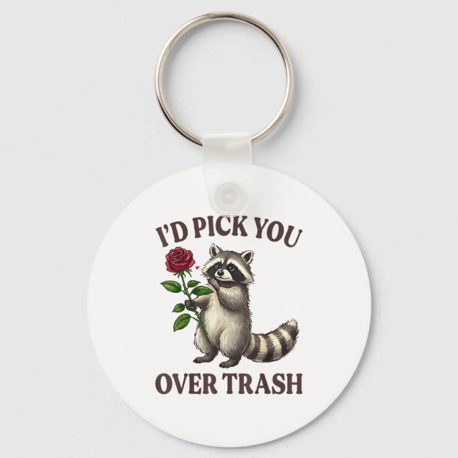 Funny Raccoon I’d Ck You Over Trash Valentines Day Nyckelring (Framsida)