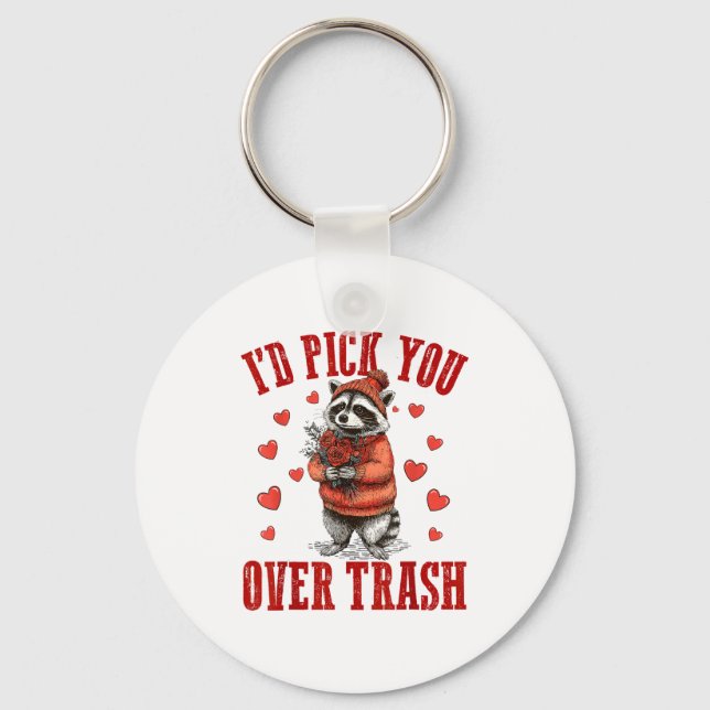 Funny Raccoon I’d Ck You Over Trash Valentines Day Nyckelring (Framsida)