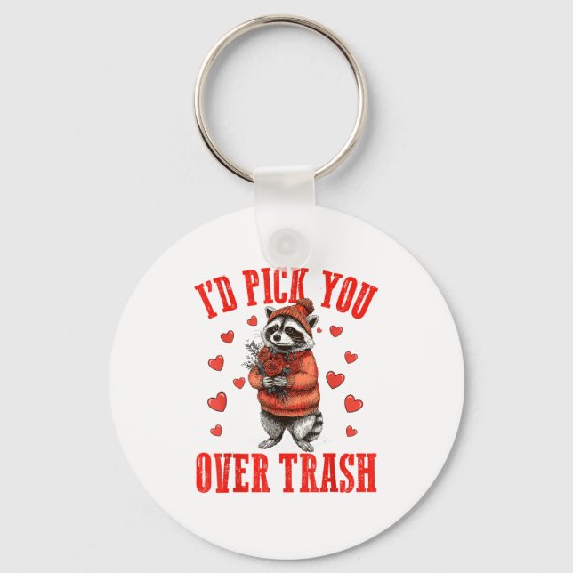 Funny Raccoon I’d Ck You Over Trash Valentines Day Nyckelring (Framsida)