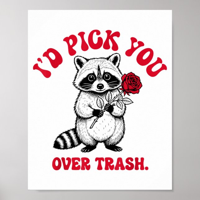 Funny Raccoon I’d Ck You Over Trash Valentines Day Poster (Framsidan)