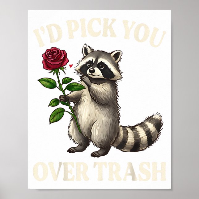 Funny Raccoon I’d Ck You Over Trash Valentines Day Poster (Framsidan)